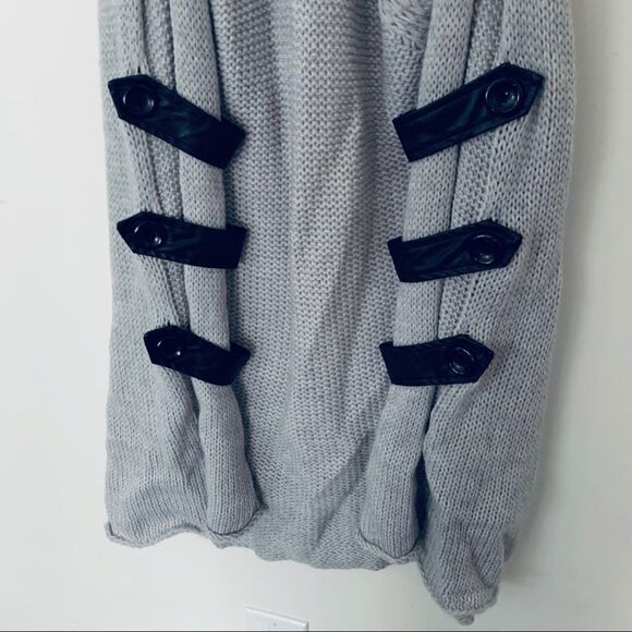 Grey Sweater Vest with Faux Leather Detail - Picture 3 of 3